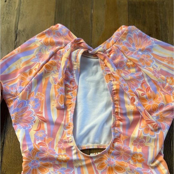 OP OCEAN PACIFIC Floral Retro Pattern Long Sleeve Swimsuit 70s Surfer - Picture 8 of 9